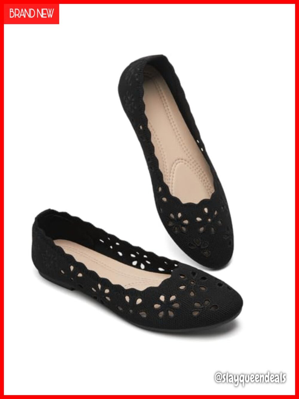 Women's Mesh Ballet Flats Knit Memory Foam Comfort Walking Shoes